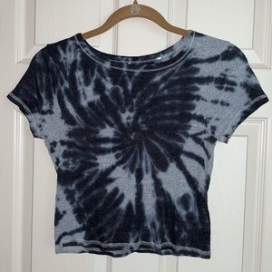 Light and dark grey tie dye swirl crop top